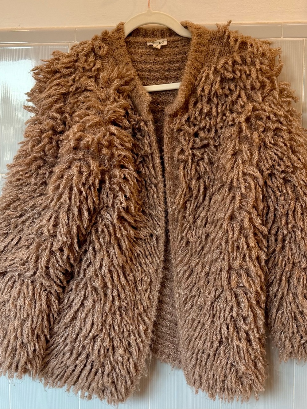 Anthropologie Pilcro Brown Shag Open-Front Jacket